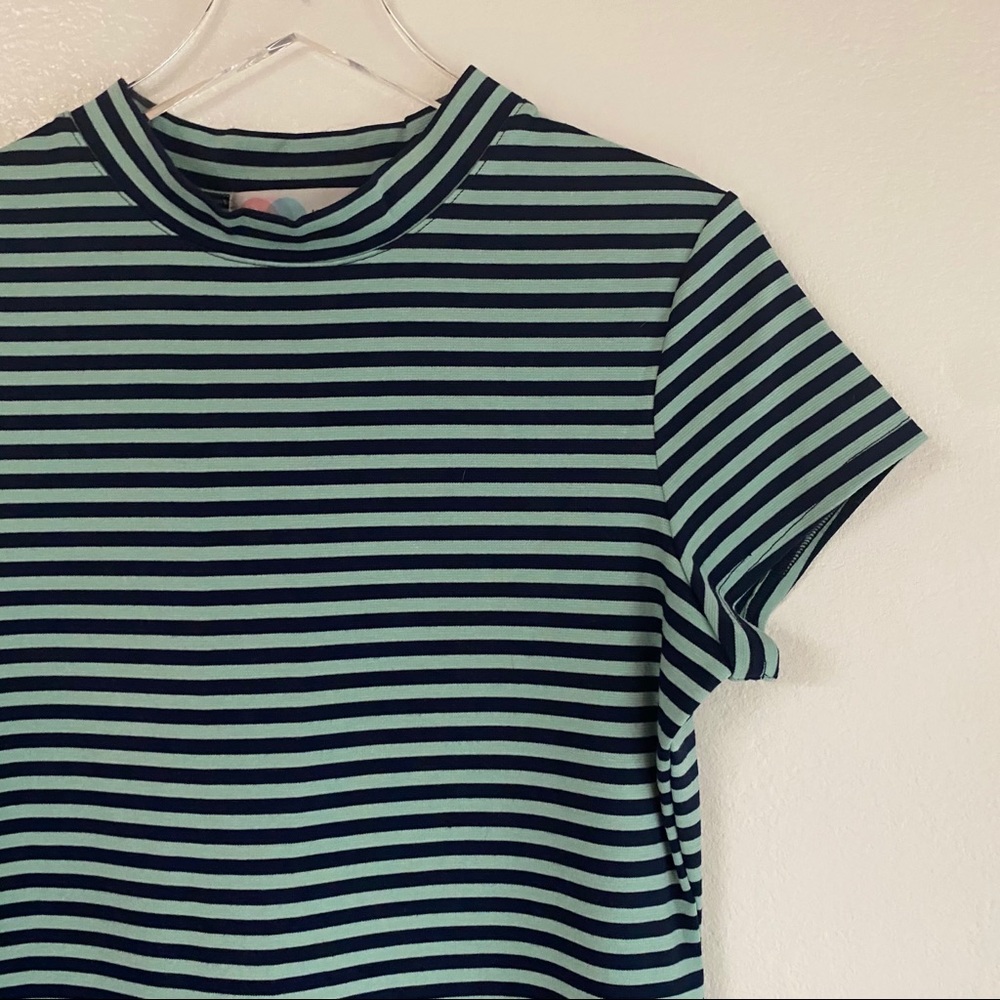 FREE PEOPLE BEACH striped mock neck mini dress L